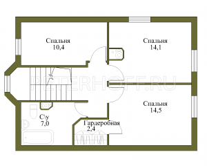 Планировка 2 этажа с увеличенной площадью