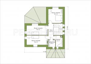 Планировка 2-го этажа (вариант 1 с тремя комнатами)
